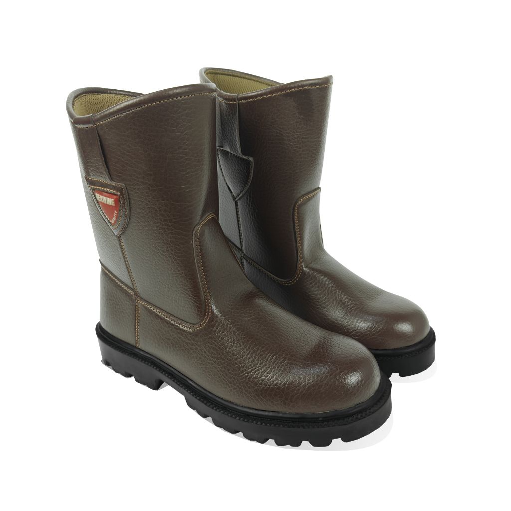 sepatu safety Boots proyek pria ujung besi