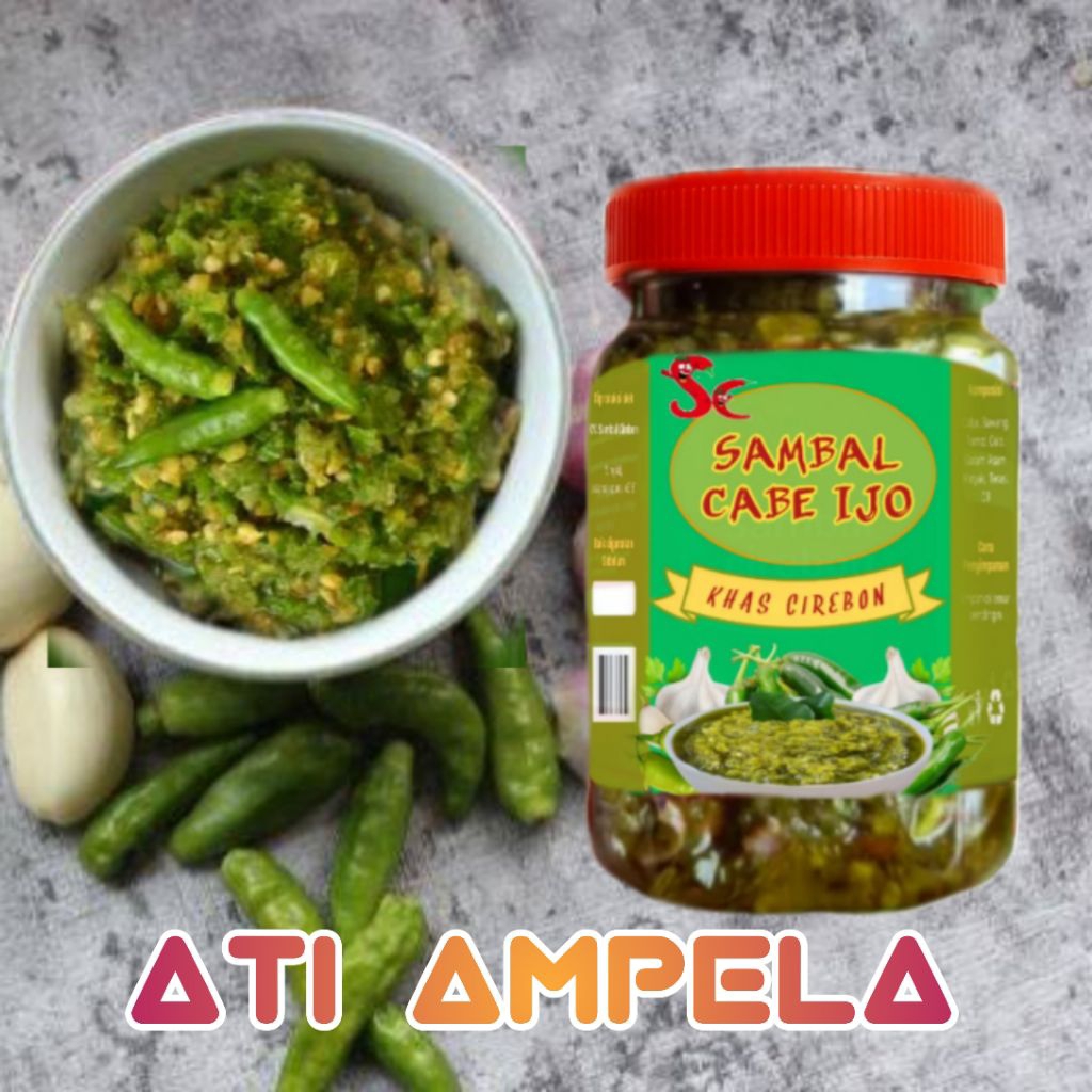 

SAMBAL ATI AMPELA CABE IJO yang dibuat dari cabai hijau pilihan, bawang, dan bumbu rempah tradisional. Diolah secara homemade, tanpa bahan pengawet, sehingga rasa alami dan segarnya tetap terjaga.