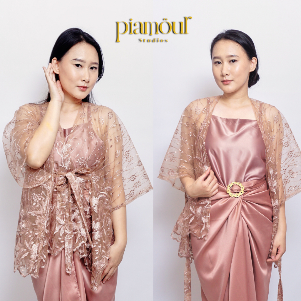 hot sale piamour baju kondangan wanita kekinian remaja hijab non hijab one set kebaya modern brokat