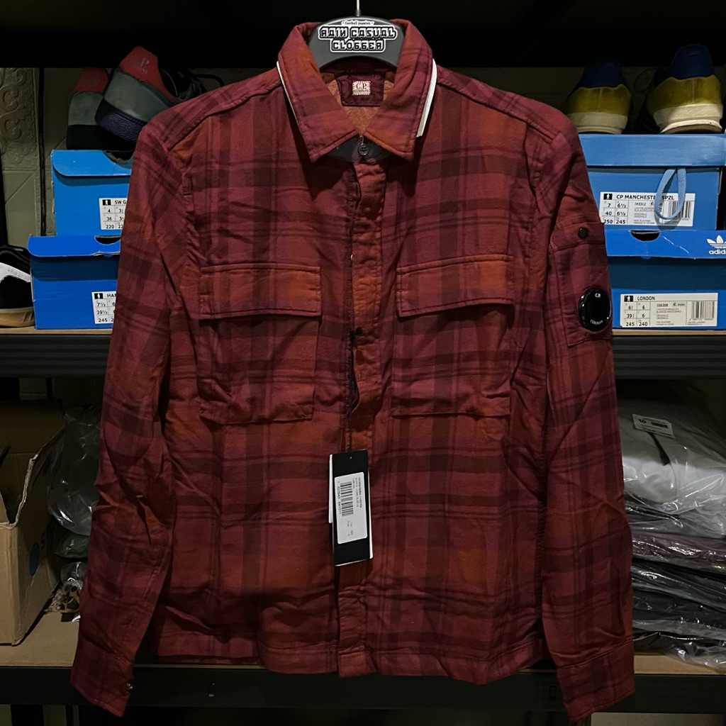 Cp company Tartan Shirt Button Burgundy