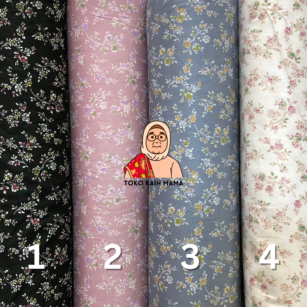 Kain Katun Jepang Japan Design Tokai Senko Motif Bunga Kecil Bahan Baju Blouse Kemeja Dress Gamis Mu