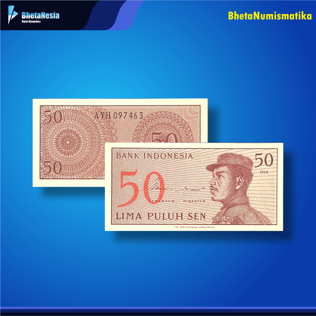Uang Kuno 50 Sen (0,5) Seri Sukarelawan Dwikora Tahun 1964 (UNC, aUNC, AU)