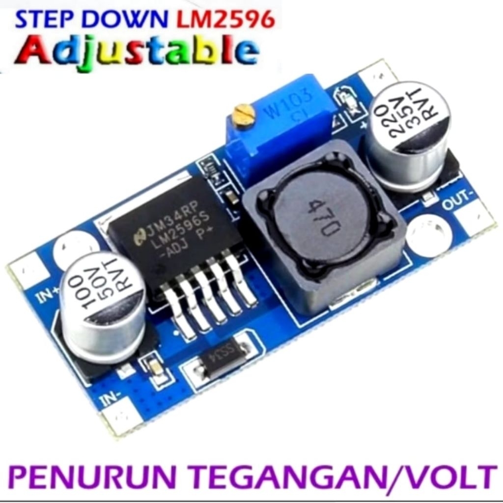Kit LM2596 LM2596S Adjustable DC-DC Step Down Modul input 3-40V with Led Indicator