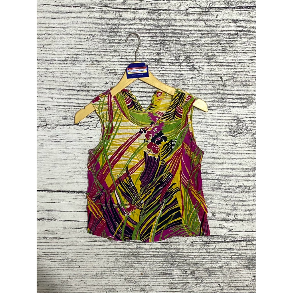 Kaos kutung can see tanktop tank top tangtop santai atasan wanita cewek perempuan pantai beach motif