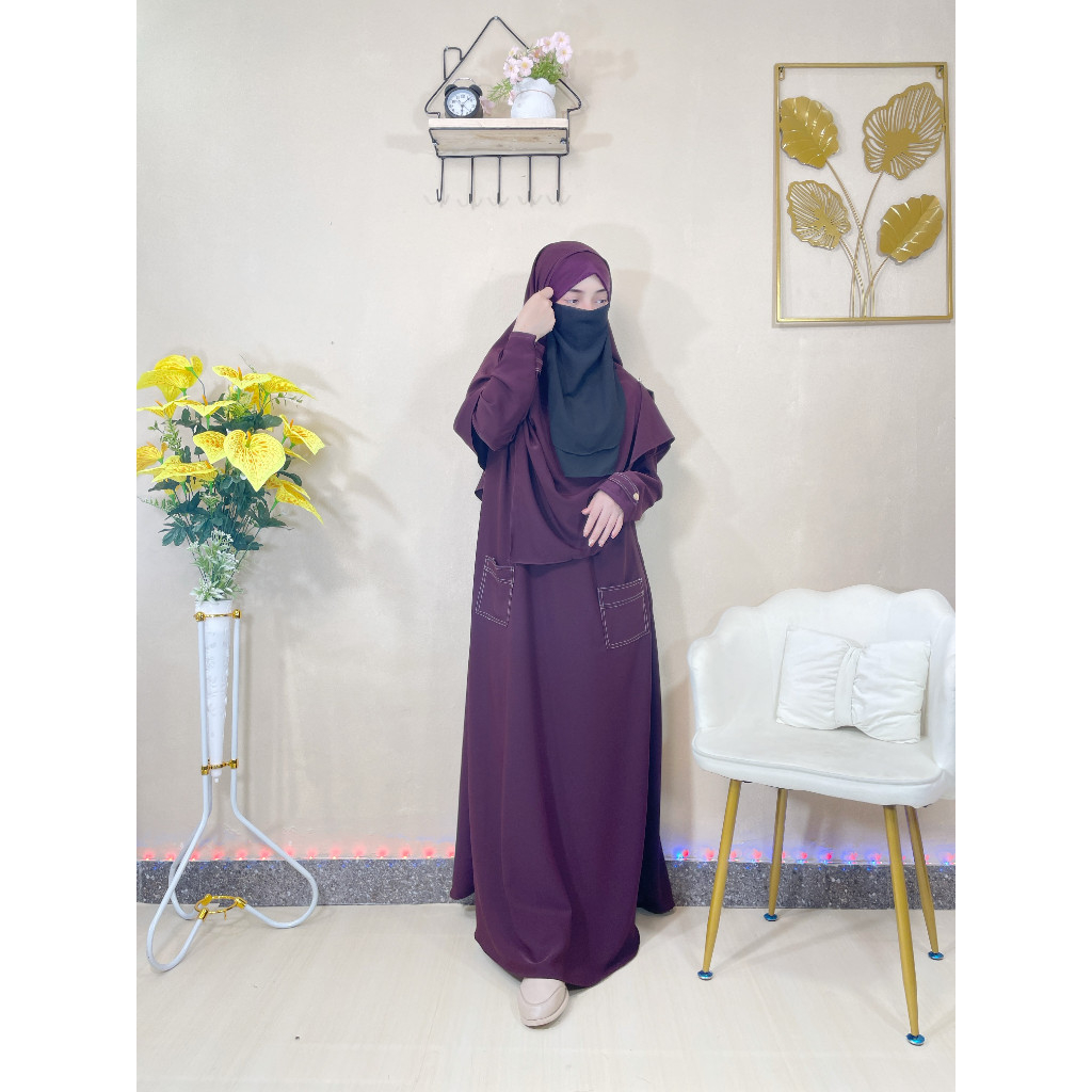 fortaleza one set terbaru Abaya hodijah anti UV bahan premium set khimar  abaya lebaran Abaya Turkey