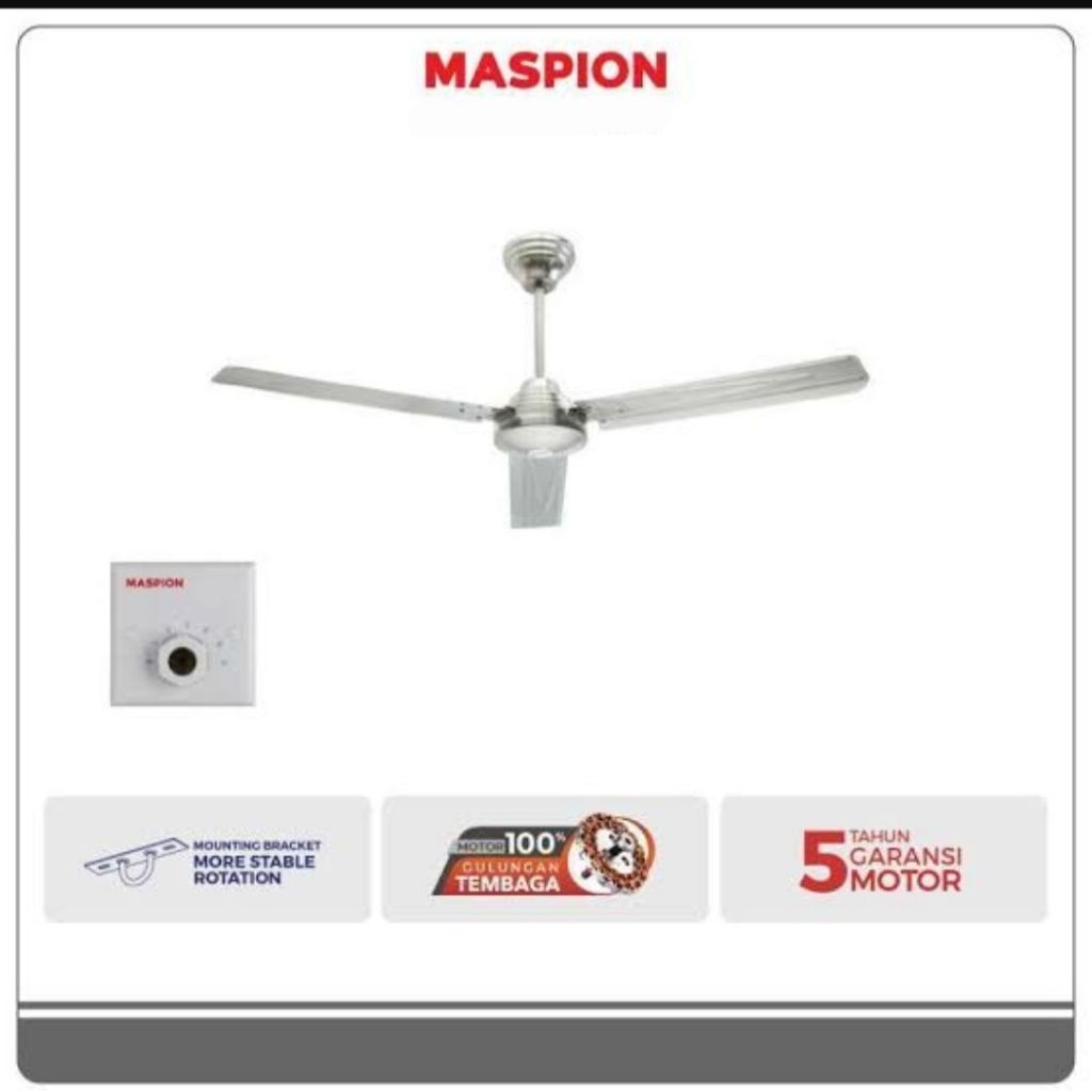 Kipas langit / kipas gantung / kipas baling baling uchida MASPION SILVER ceiling fan  52 in