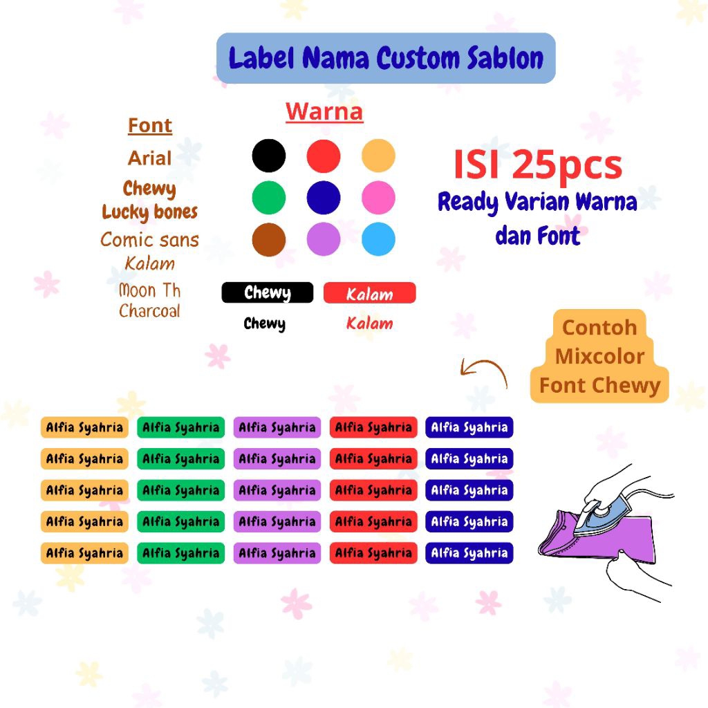 

Stiker Label Nama Dtf, Sablon.