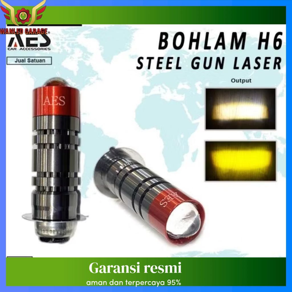 Lampu H6 Led Laser Small steel Gun Headlamp Led 26 WATT AES