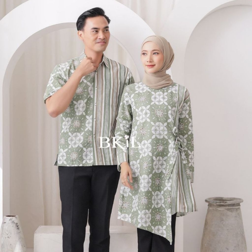 Coupel Tunik Batik Pria Wanita Kantor Terbaru M L XL XXL Bahan Katun Model Masa Kini