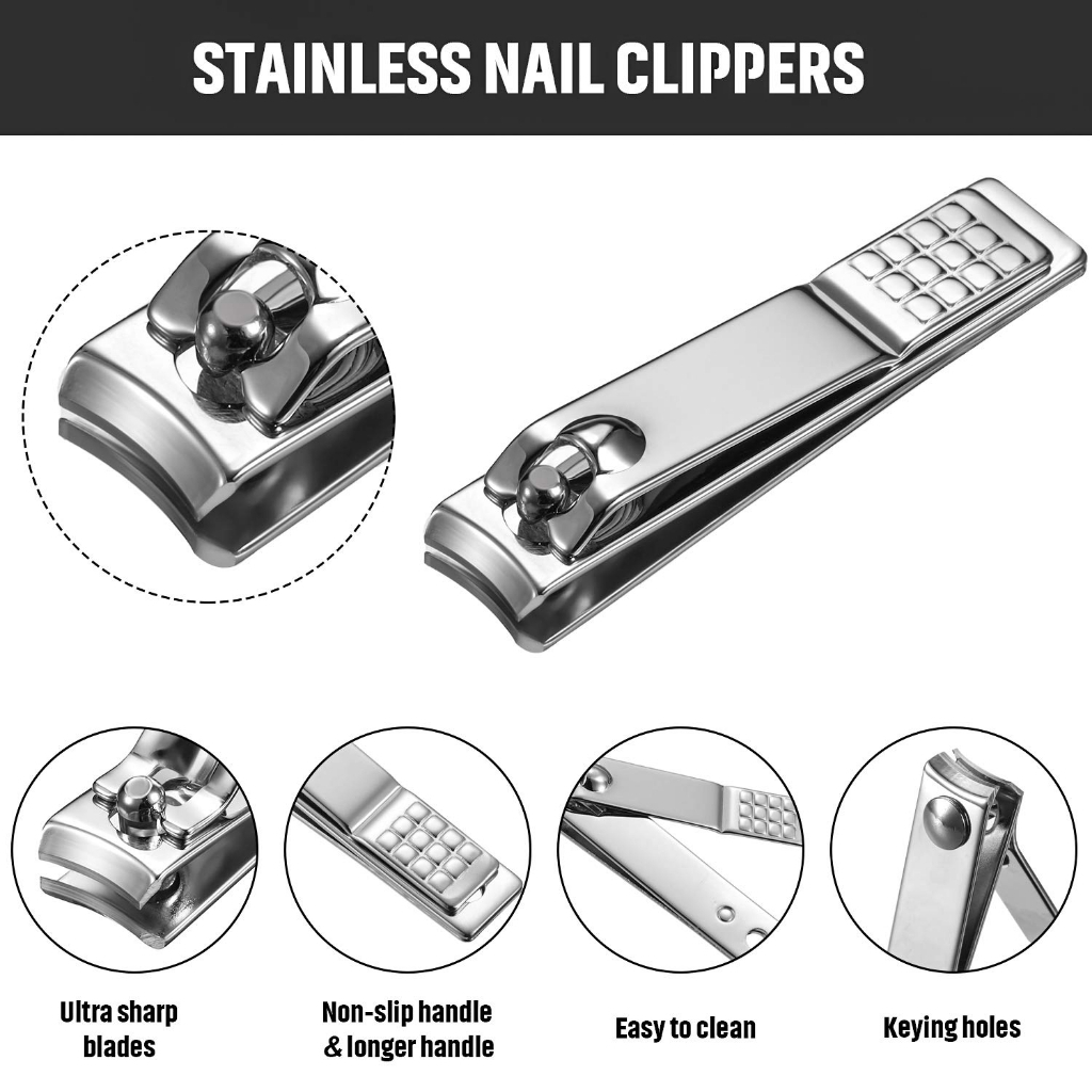 Gunting Kuku Kaki Tangan Stainless Steel Besar Silver Hitam Black Manicure Tajam Medium Large Jumbo Besar