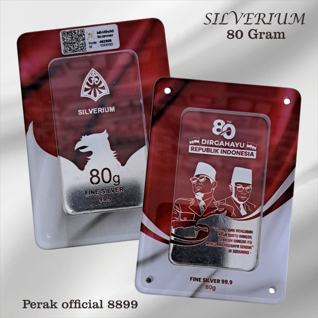 Perak Batang Silverium 80 Gram Soekarno Presiden Pertama Indonesia