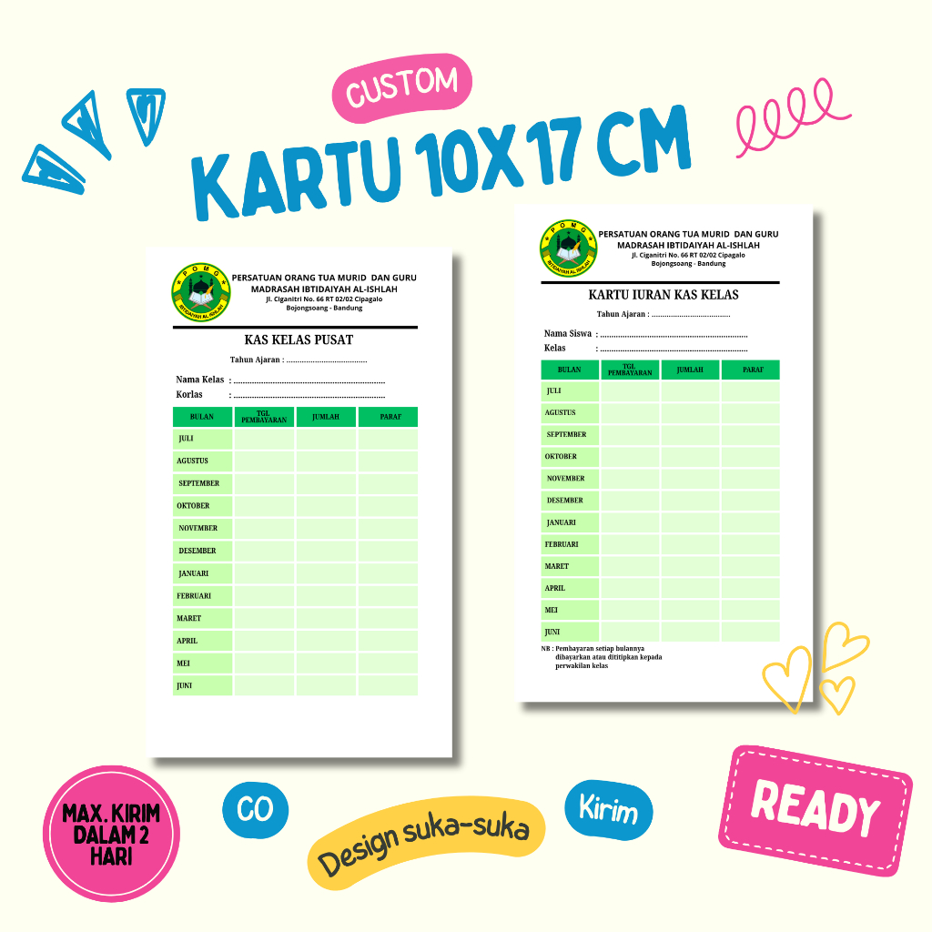 

Custom Kartu Colorfull Free Design suka-suka 160 Gsm