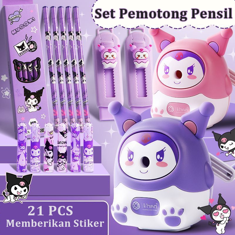 

21 PCS Set Pemotong Pensil Sharpener Rautan Serutan Putar Serutan Pensil Anak Perlengkapan Alat