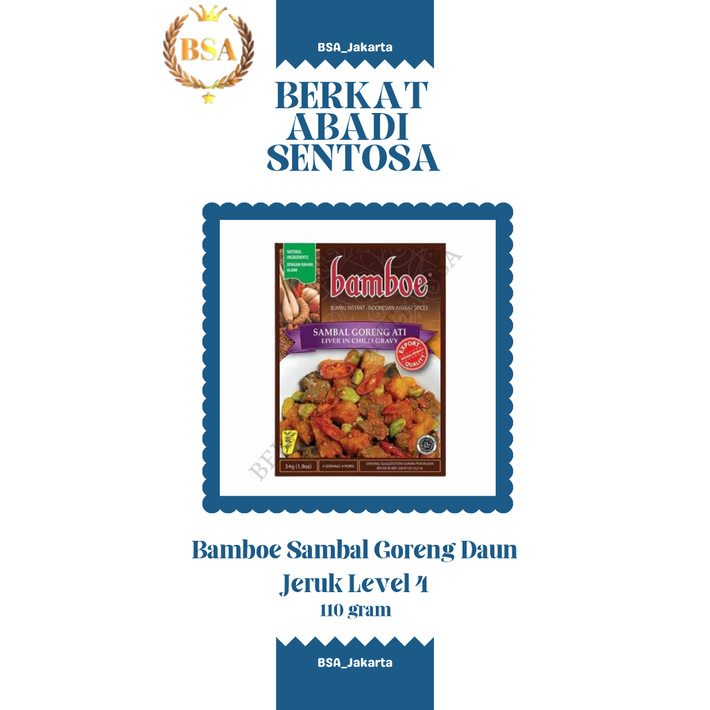 

Bamboe Sambal Goreng Daun Jeruk Level 4 (110 gr)