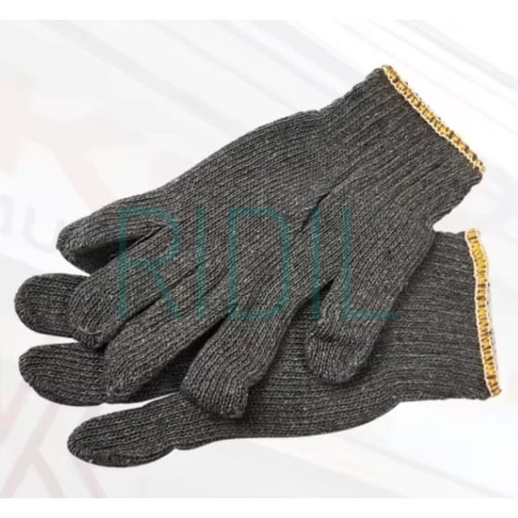 sarung tangan abu abu (1lusin/12pasang) kain rajut abu abu benang 4/5 standar serbaguna