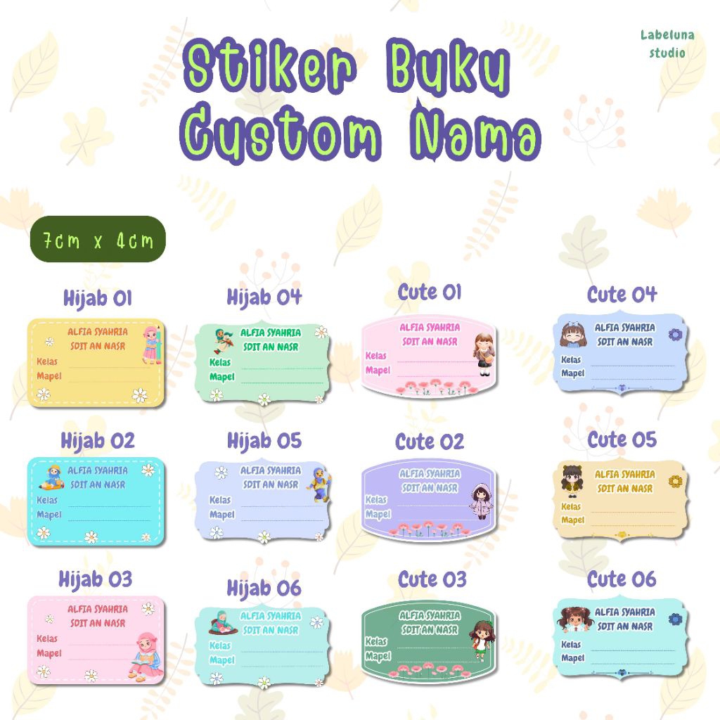 

Label Stiker Buku Custom Nama
