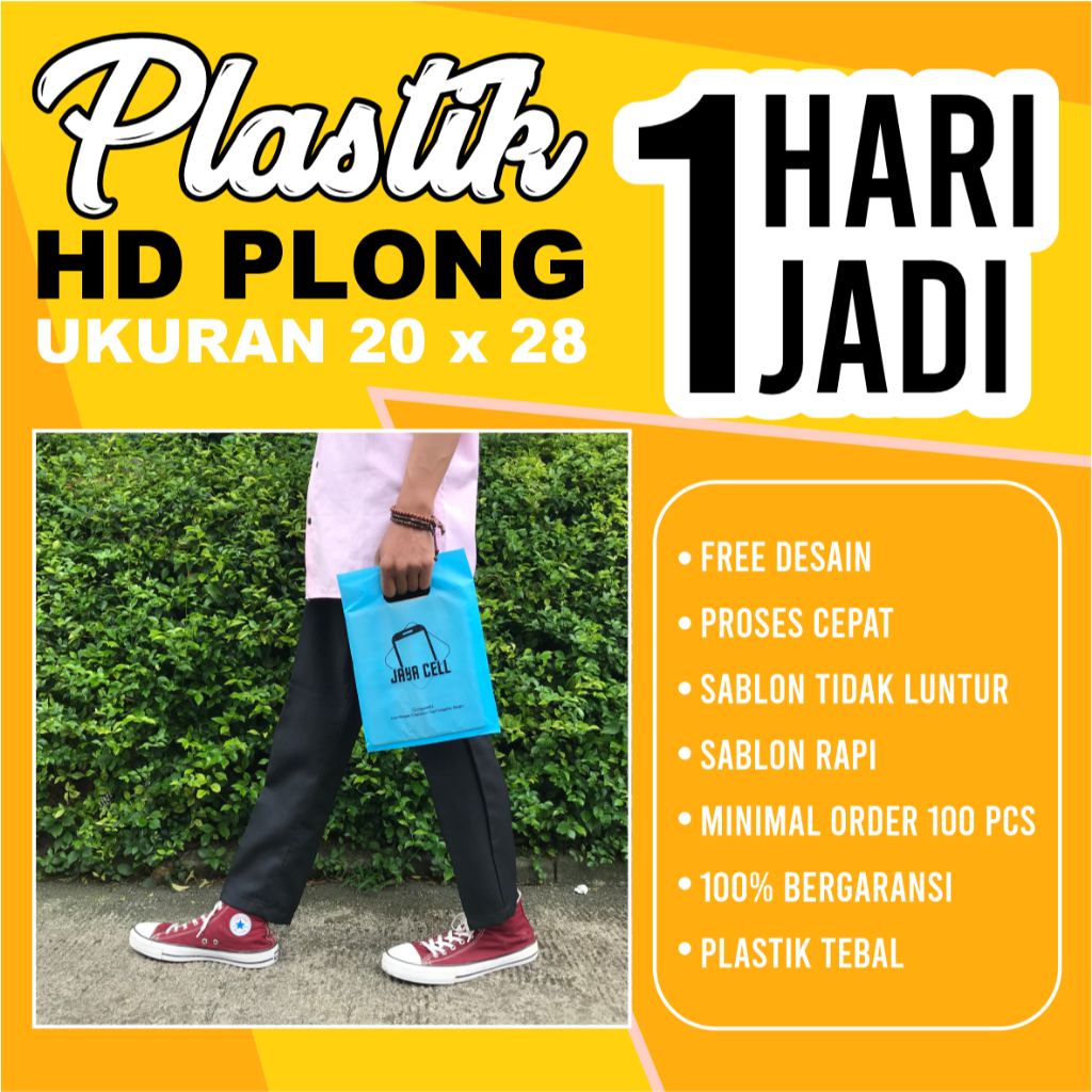 

(Isi 100 pcs) Plastik Sablon Plong HD ukuran 20x28 FREE DESIGN bisa COD