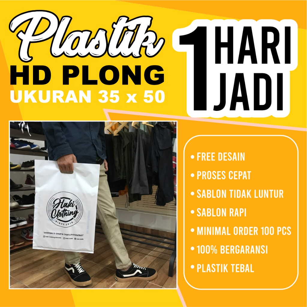 

(isi 100 pcs) Plastik Sablon Plong HD ukuran 35x50 FREE DESIGN bisa COD