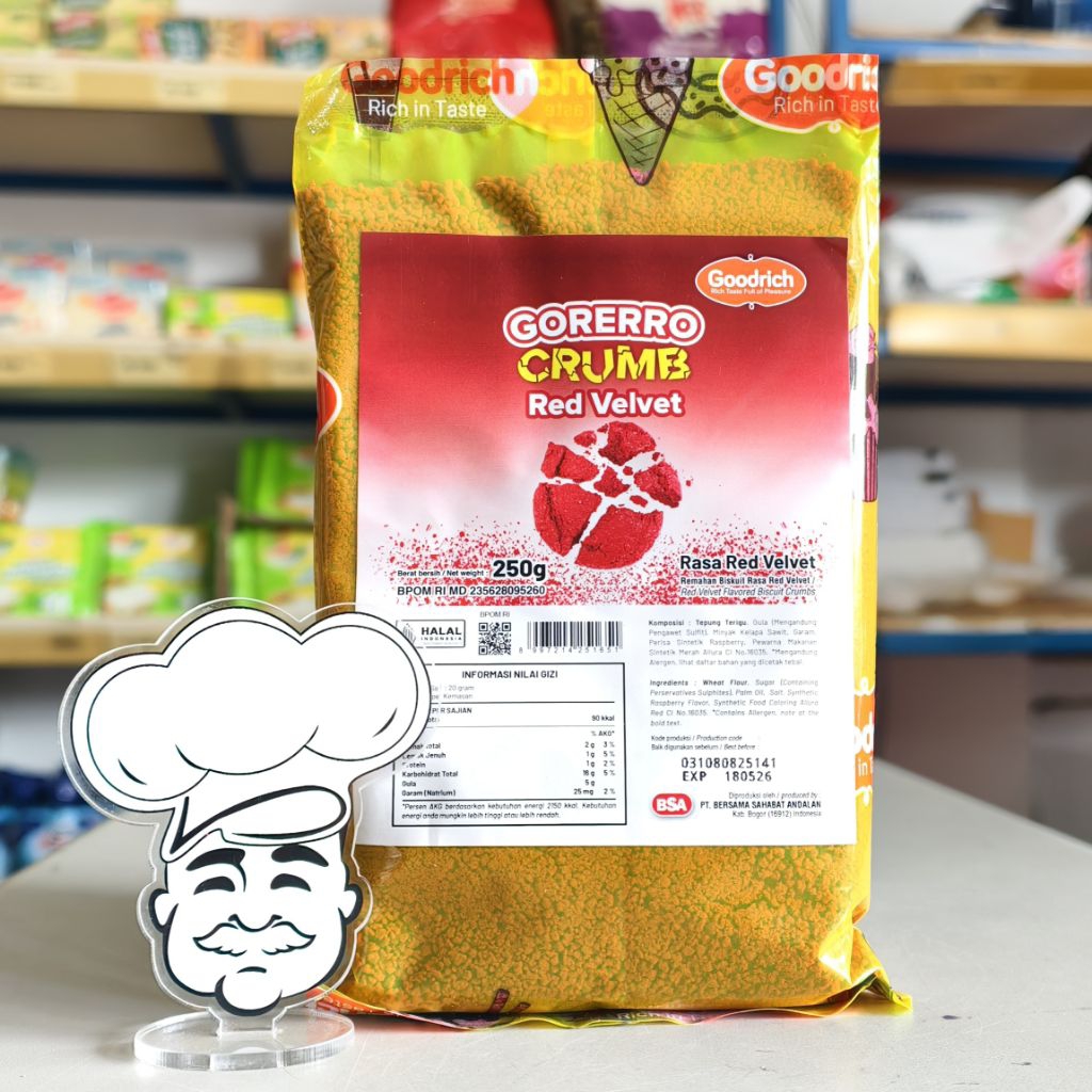 

Goodrich Red Velvet Crumble 250Gr / Remahan Biskuit Redvelvet 250Gr / Red Velvet Crumble 250Gr