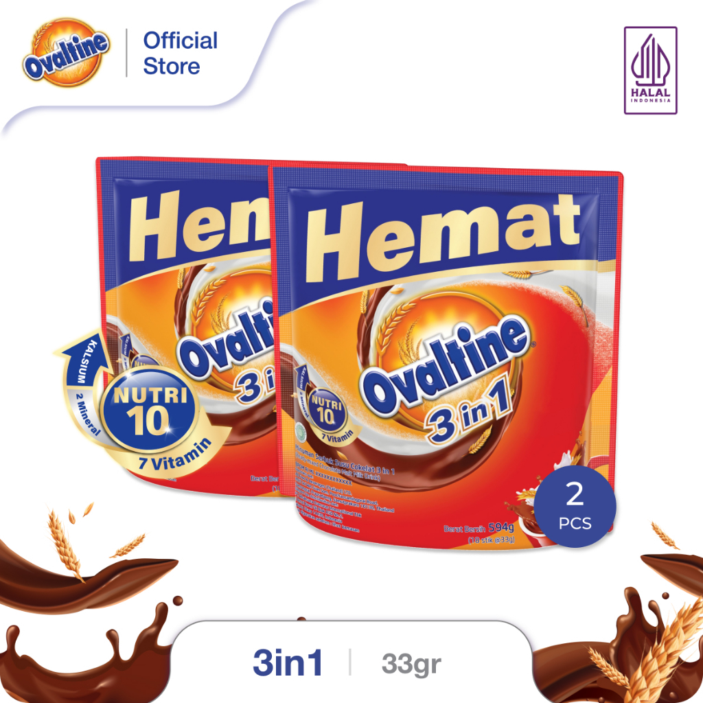 

OVALTINE 3in1 Susu Bubuk Coklat Stik 33gx18s x 2 Bag