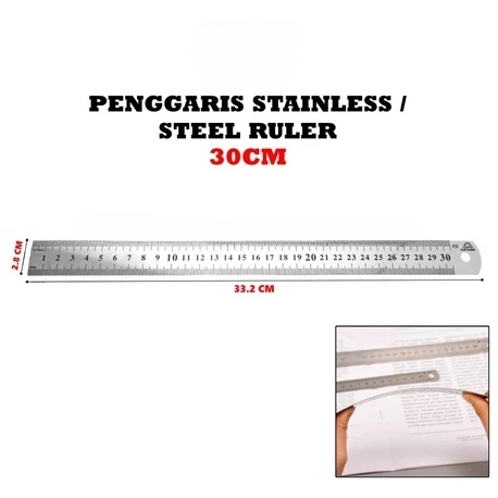 

Garisan Penggaris Alat Tulis Pengukur Panjang Perlengkapan Kantor Sekolah Ruller Stainless 30 Cm