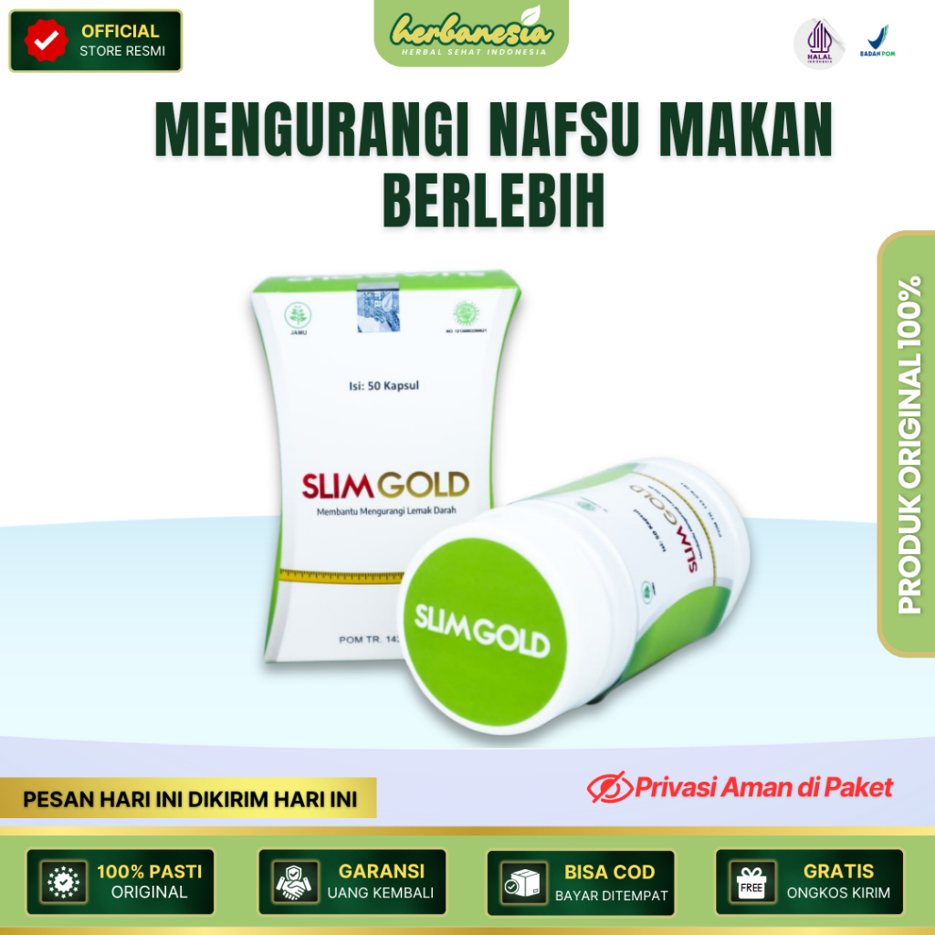 Slim Gold Mengurangi Nafsu Makan Berlebih Obat Herbal Pelangsing Aman untuk Diet Alami & Sehat