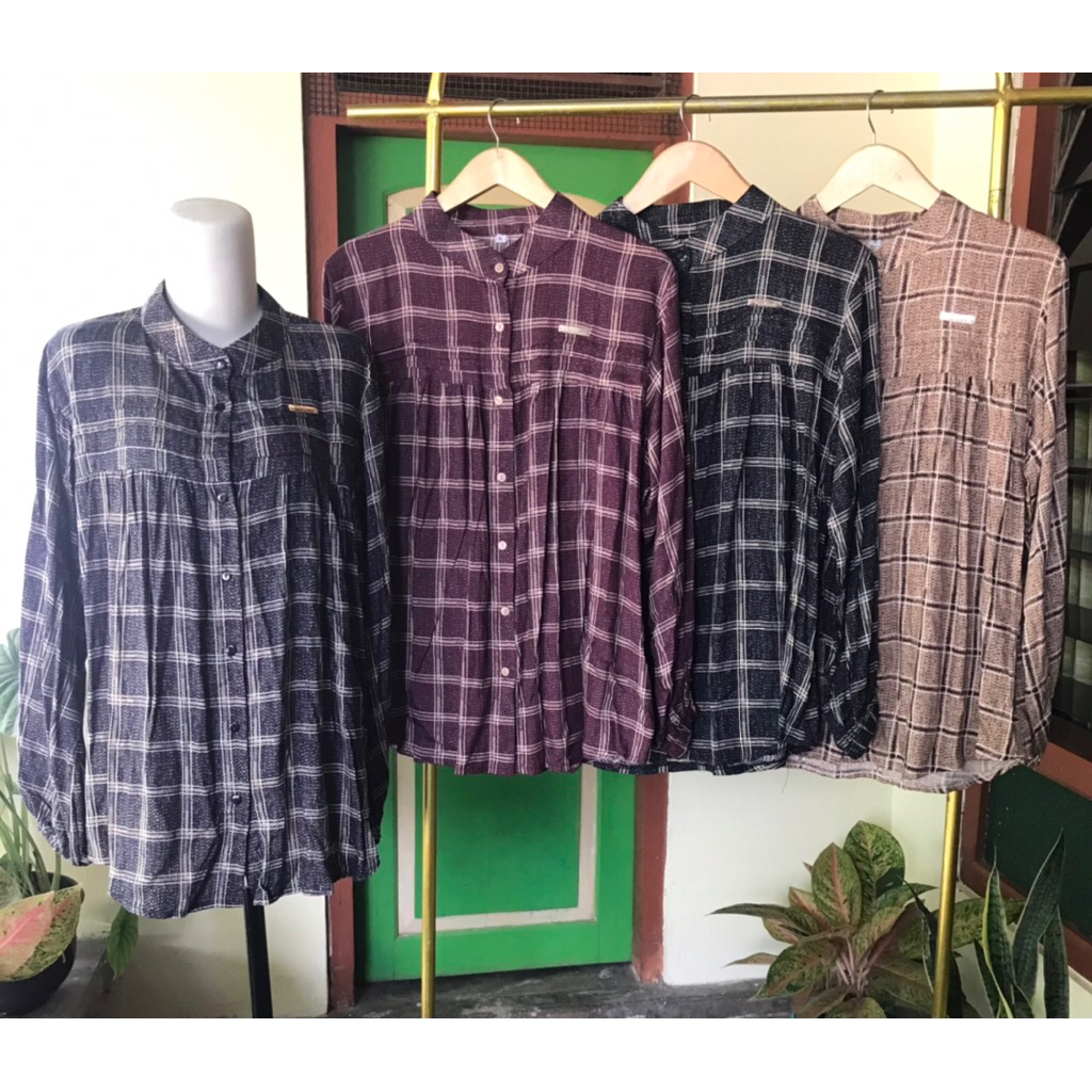 HOLY Kemeja kotak wanita // Kemeja kotak wanita // Atasan kemeja kotak wanita