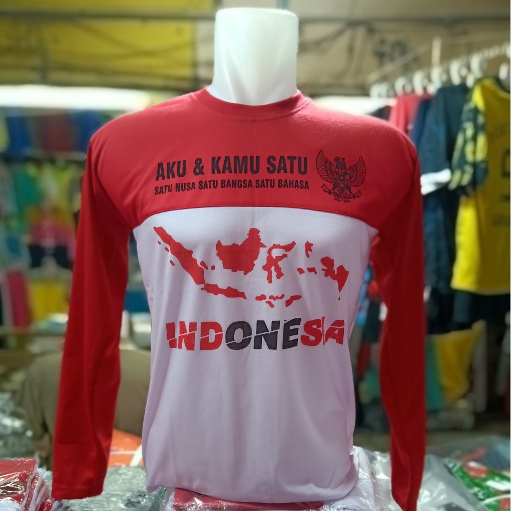Kaos merah putih lengan panjang