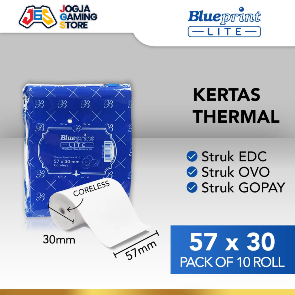 

KERTAS THERMAL BLUEPRINT LITE 57x30 - 1 Pack isi 10 Roll