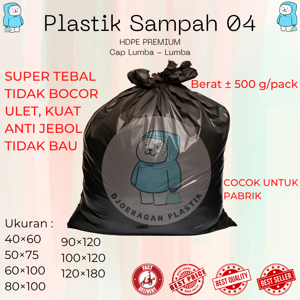 [40 Mikron - 500gr] Plastik Sampah Lumba HDPE Premium | Tidak Berbau, Ulet, Kuat & Tidak Mudah Sobek