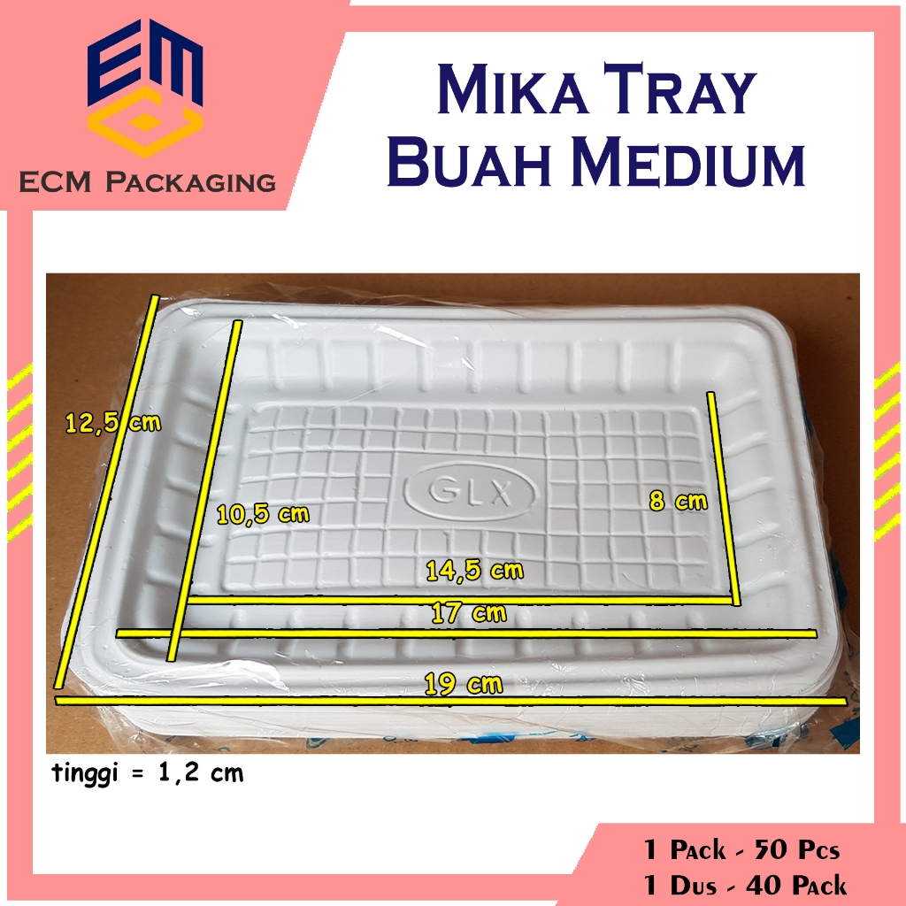 MIKA tray buah PLASTIK GLX Medium 50pcs | Mika Plastik Alas Buah | Mika Tray Putih Alas Sayur