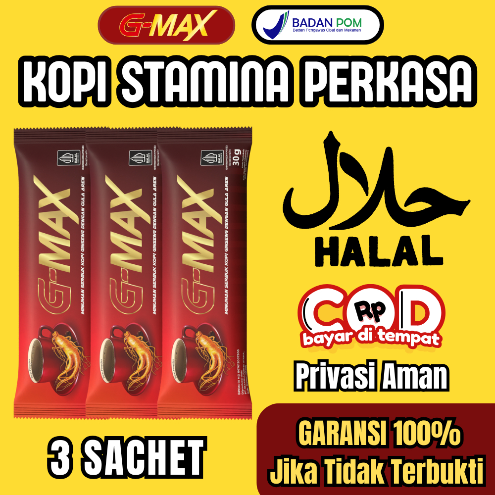 

KOPI GMAX - Kopi Full Stamina Pria Tahan Lama Halal (3 Sachet)