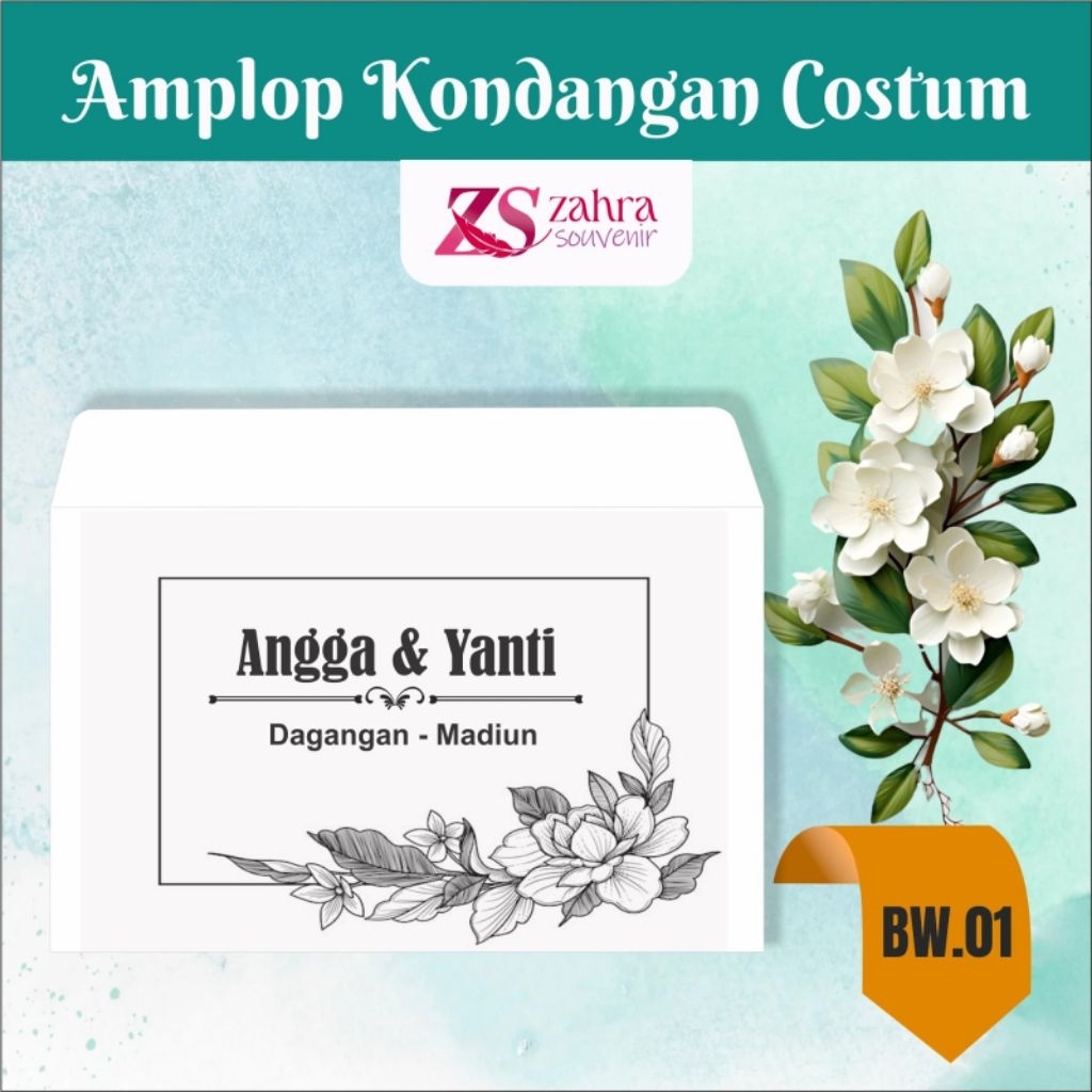 

Amplop Kondangan Custom Nama Hitam Putih