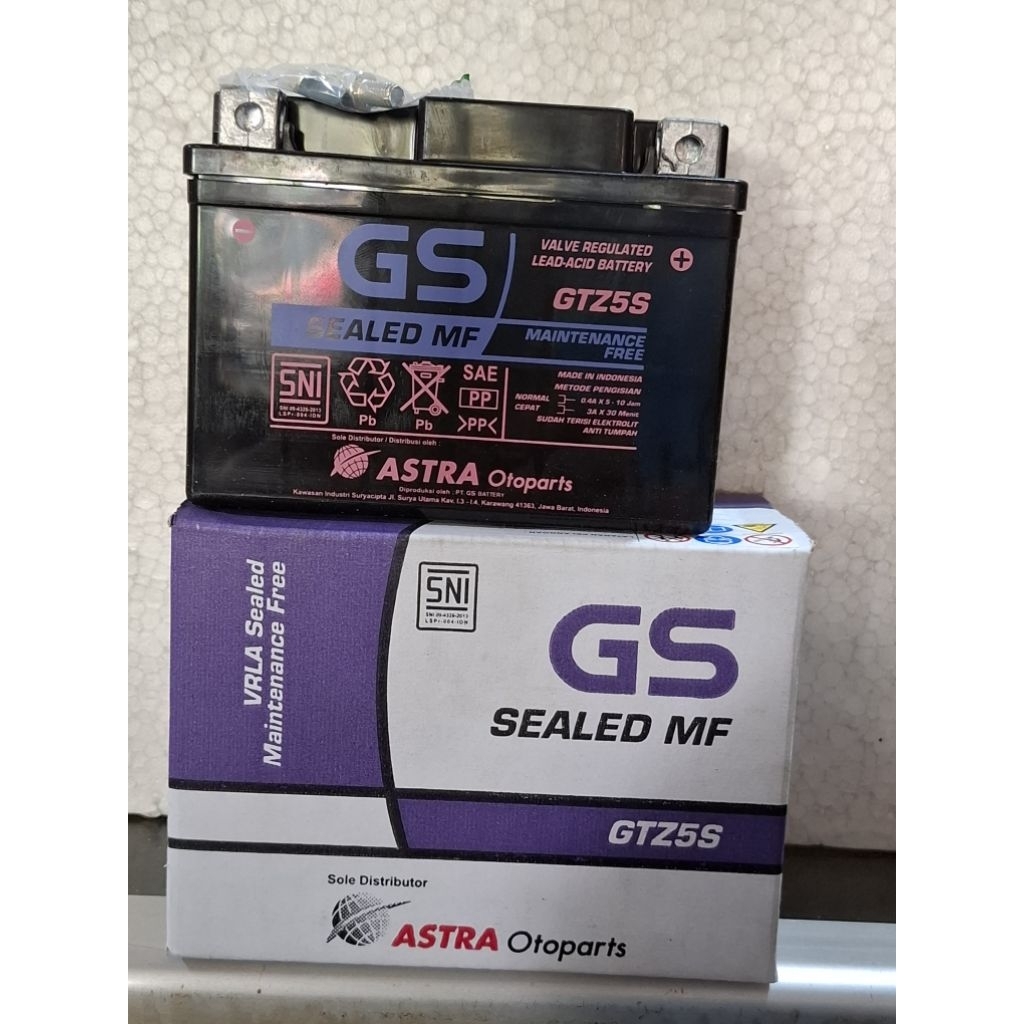 Aki motor Gs Astra GTZ5S 12V 3.5Ah/10Hr orisinil astra.