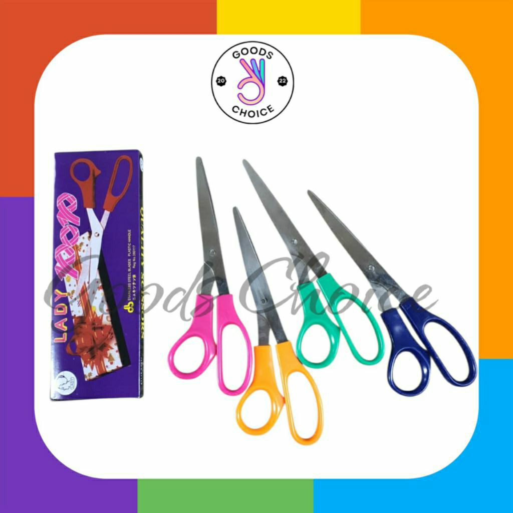 

Gunting jahit kain / Gunting kertas besar tajam murah lady pop stainless steel blades plastic handle scissors / Perlengkapan Sekolah Dan Sehari-hari