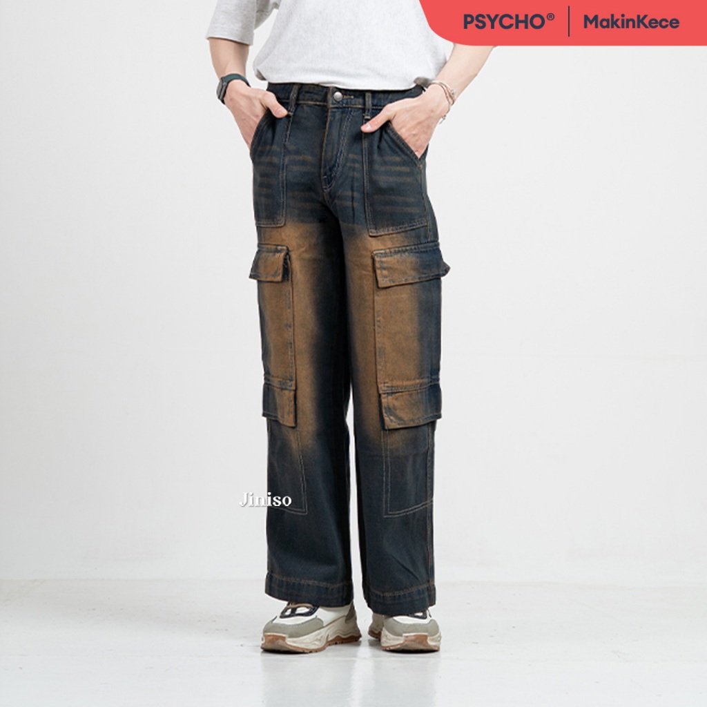 JINISO - Denim Highwaist Cargo Loose Jeans Pria 553