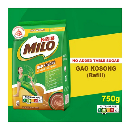 

Minuman Coklat Gao Kosong No Sugar Zero Table Sugar Chocolate Malt Powder With Milk 750G Refill / Kemasan Sachet 15s