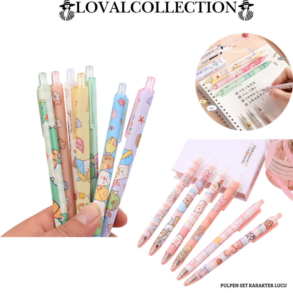 

LC PULPEN SET KARAKTER LUCU H643 PULPEN MEKANIK ISI 6PCS BOLPOIN GEL
