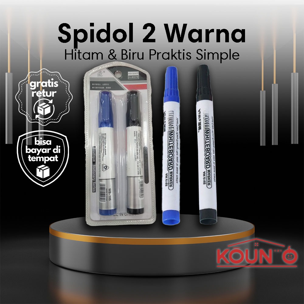 

Spidol Boardmarker 2 Warna Hitam & Biru Spidol Tulis Papan Anti Bocor Spidol Whiteboard Permanent Praktis
