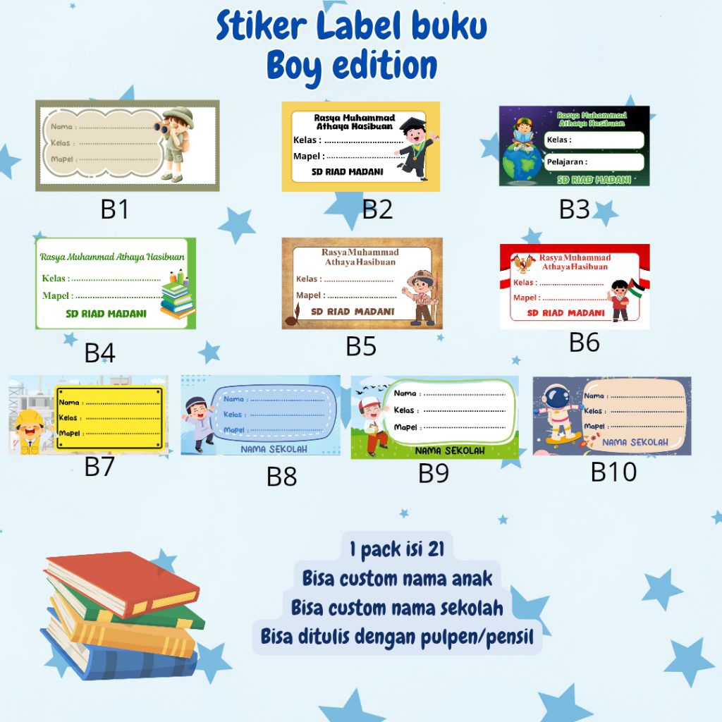 

Stiker Label Nama Anak Custom Lucu – Waterproof, Anti Luntur, Cocok untuk Buku Tulis Sekolah