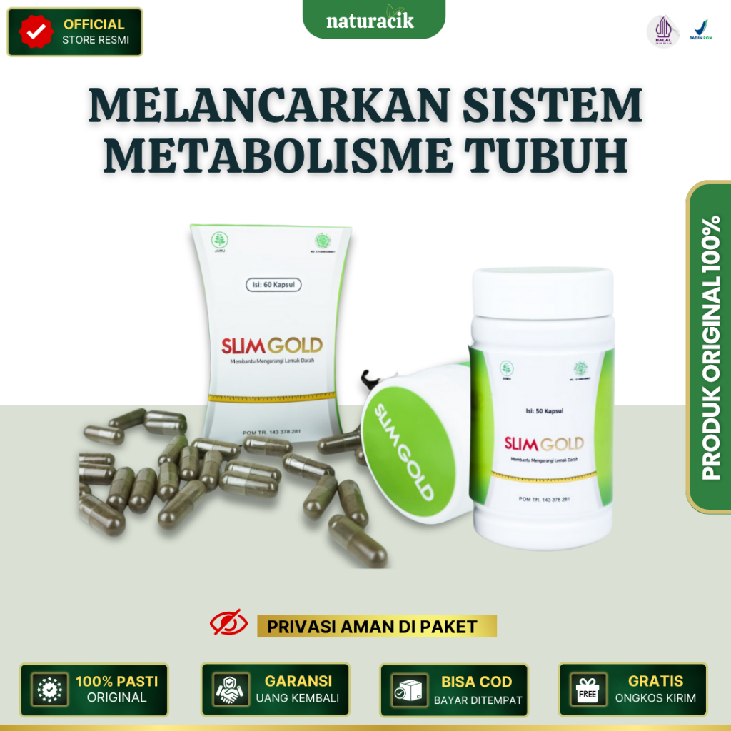 Slim Gold - Melancarkan Sistem Metabolisme Tubuh dan Detox Diet Obat Herbal Pelangsing Terlaris