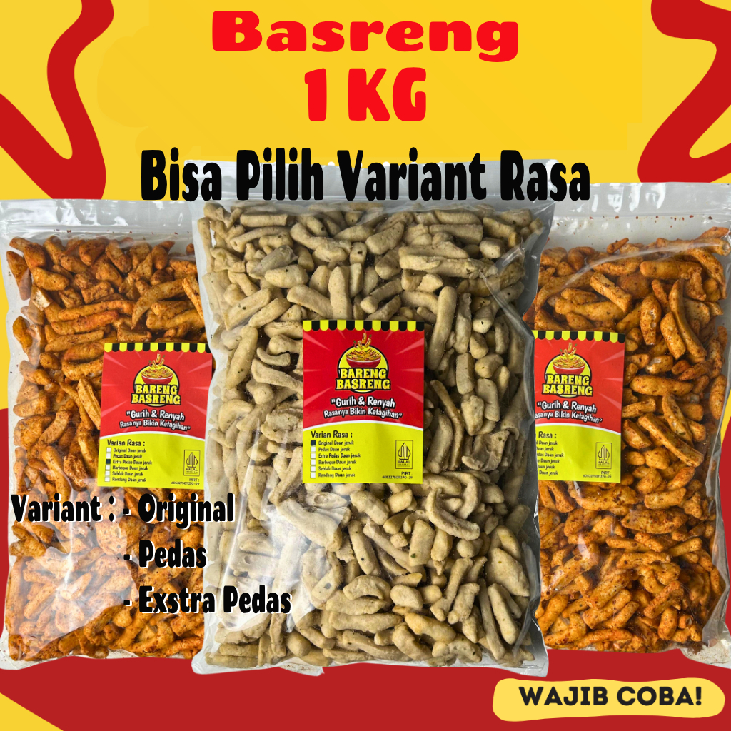 

Basreng 1 kg Original Pedas Daun Jeruk Renyah Gurih Camilan Jajanan Snack Basreng Pedas Daun Jeruk