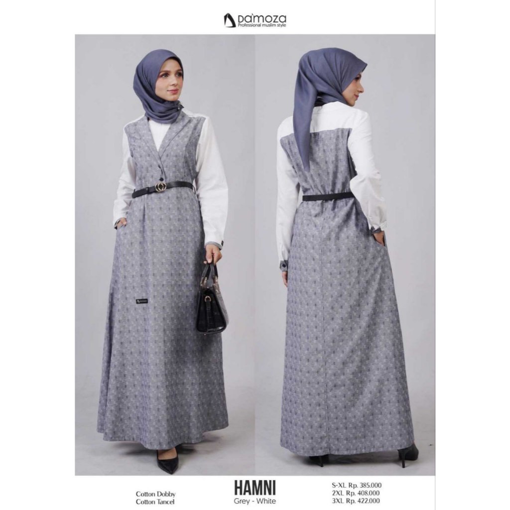 Gamis DAMOZA HAMNI GREY WHITE | Gamis Katun ORI DAMOZA | COD