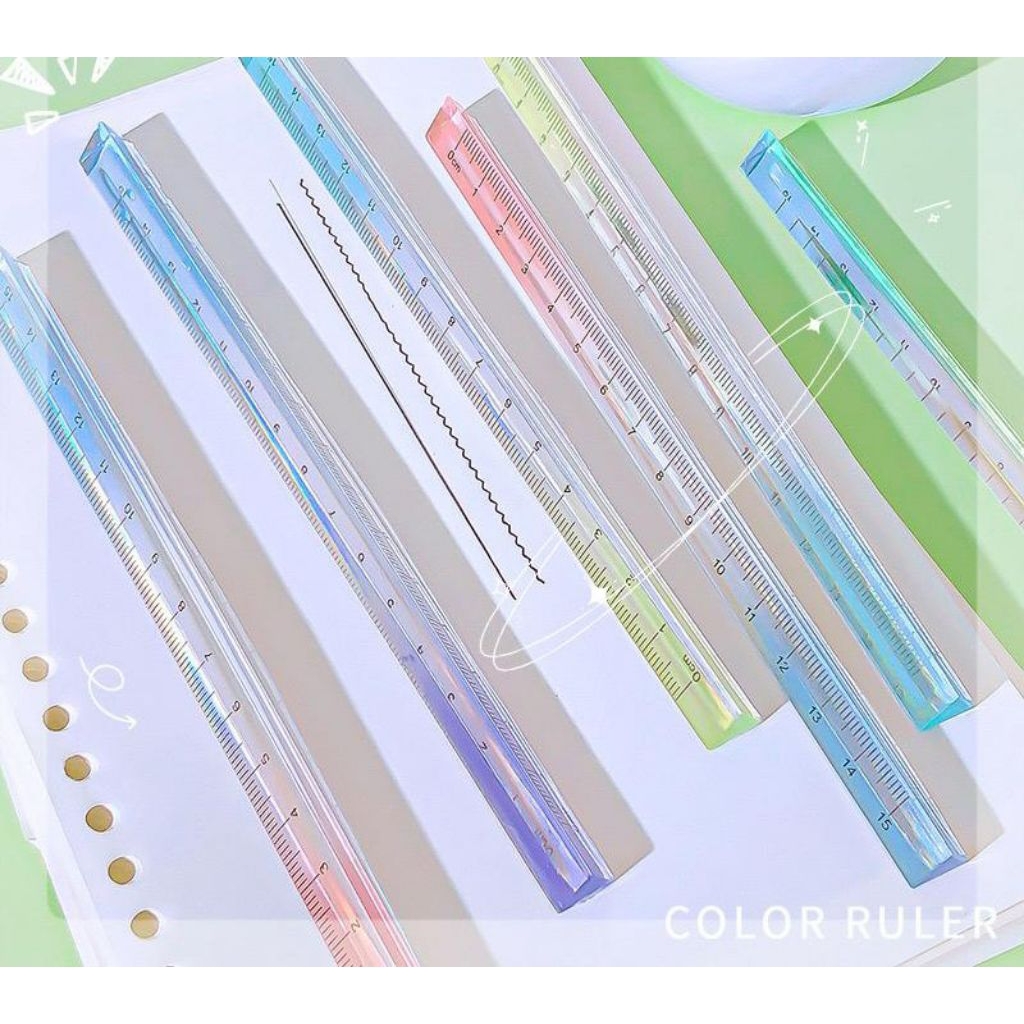

Penggaris Color Ruler 15cm — Transparan, Aesthetic, Kualitas Premium