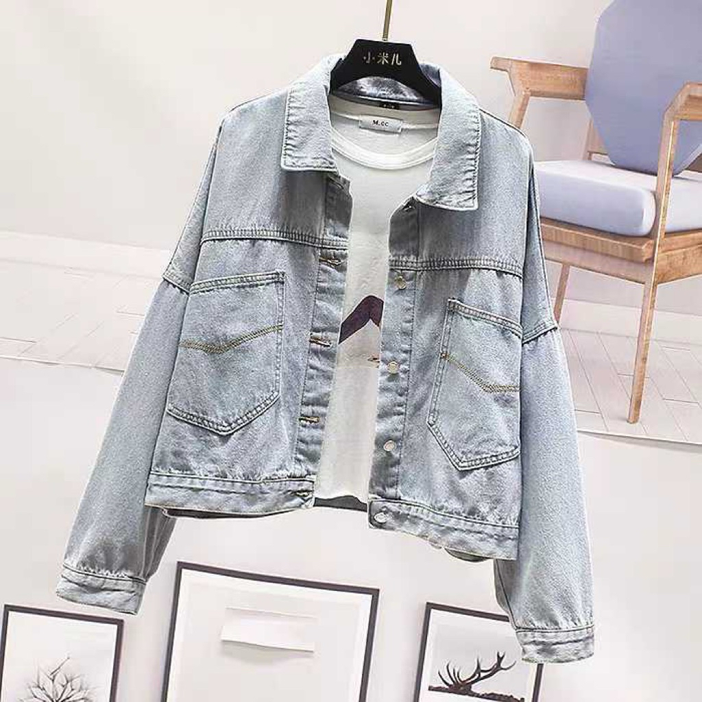 Jaket Denim Hoodie Wanita New York – Jaket Jeans Topi Bisa Dilepas / Outerwear Kekinian Cewek
