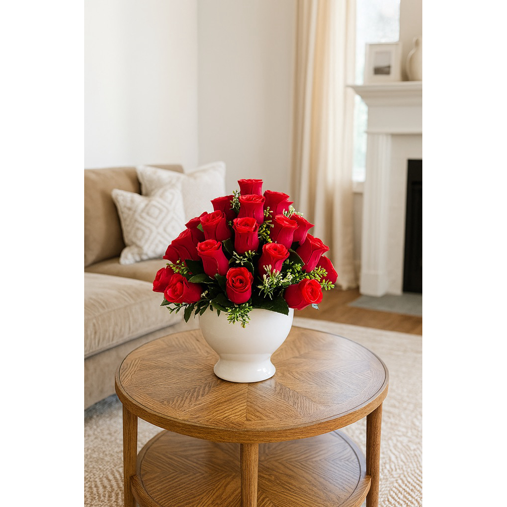 Rangkaian Bunga Mawar Merah Artificial