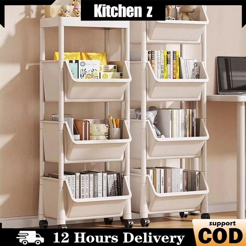 Rak Susun/Rak Buku/Rak Portable Plastik Buku/Rak Susun Roda/Rak Buku Beroda/Rak Toy Storage