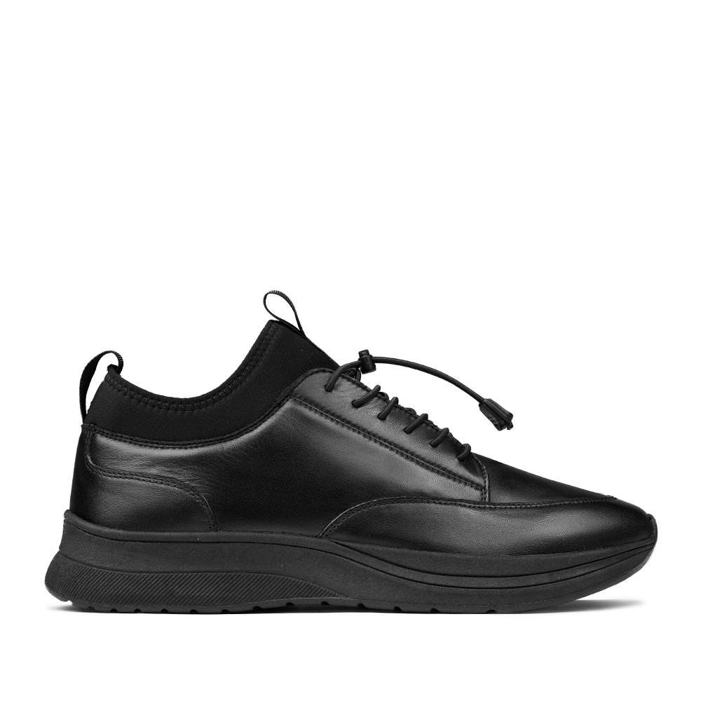 Prabu - Rudi All Black Sepatu Sneakers Kulit Pria-Hitam