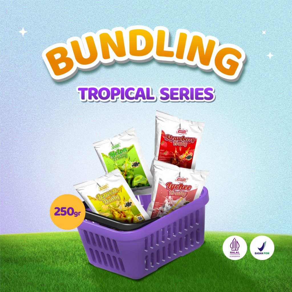 

Powder Dreams - Paket Bundling Varian Rasa Fruity Lebih Hemat 4 Pcs 250 gram + Free Resep