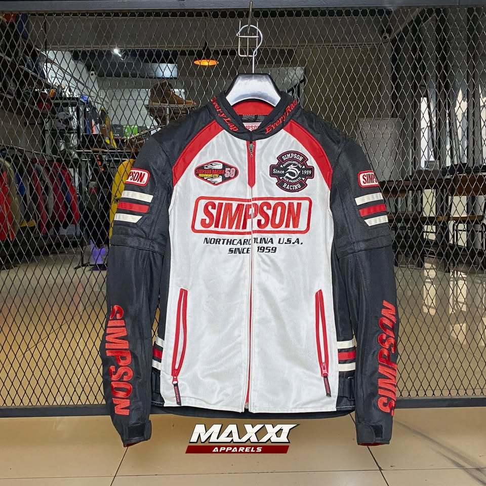 Jaket motor Simpson Red White | Jaket Pria | Jaket Simpson Original